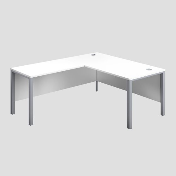 1800X800 Goal Post Left Hand Return Desk White-Silver 