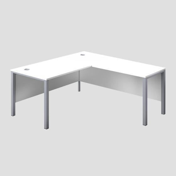 1800X800 Goal Post Right Hand Return Desk White-Silver 