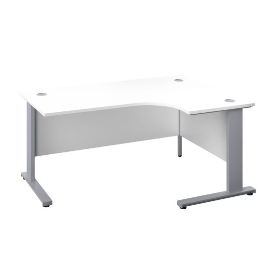 1200X1200 Cable Managed Upright Right Hand Radial Desk White-Silver 