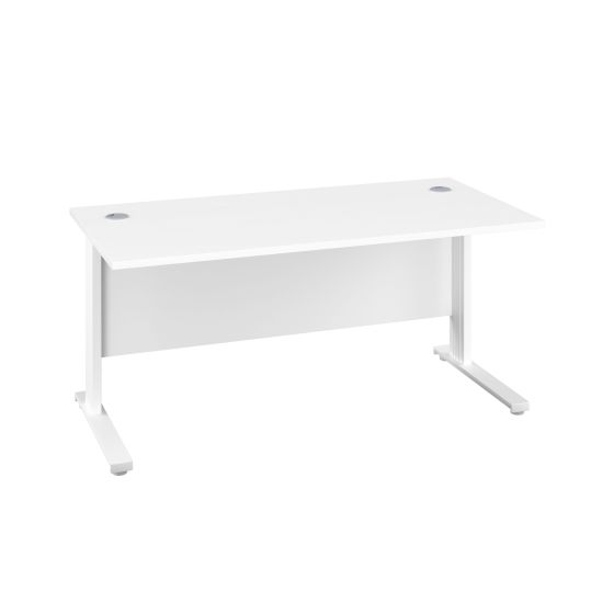 1400X600 Cable Managed Upright Rectangular Desk White-White 