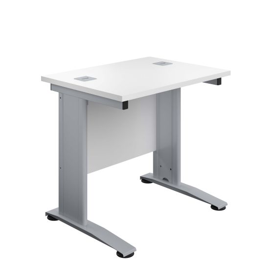 800X600 Cable Managed Upright Rectangular Desk White-Silver 