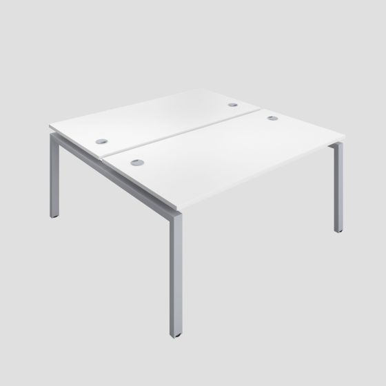Premium 2 Person Bench 1400 X 800 Cable Port White-Silver 