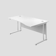 1400X1000 Twin Upright Right Hand Wave Desk White-White