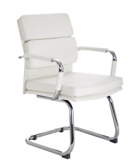 Advocate Visitor Chair White Soft Bonded Leather With Arms