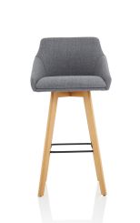 Carmen Grey Fabric Wooden Leg High Stool