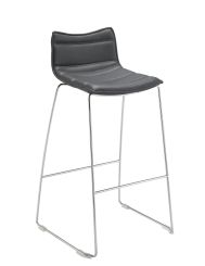 Milan Bar Stool With Chrome Skid Frame Black PU 