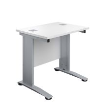800X600 Cable Managed Upright Rectangular Desk White-Silver 