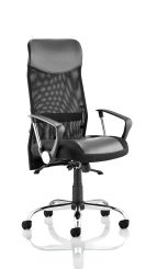 Vegas Executive Chair Black Leather Seat Black  Mesh Back With Leather Headrest With Arms