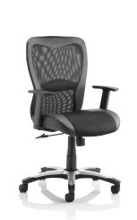 Victor II Executive Chair Black Leather Black Mesh With Arms