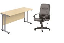 WORK FROM HOME BUNDLE WITH BLITZ CHAIR & 1200x600 TWIN UPRIGHT RECTANGULAR DESK MAPLE