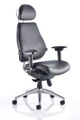 Chiro Plus Ultimate Black Leather With Arms With Headrest