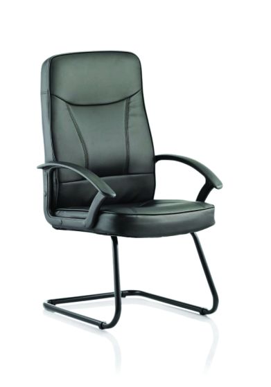 Blitz Cantilever Black Chair Black Soft Bonded Leather With Arms