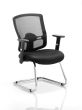 Portland Cantilever Chair Black Mesh With Arms