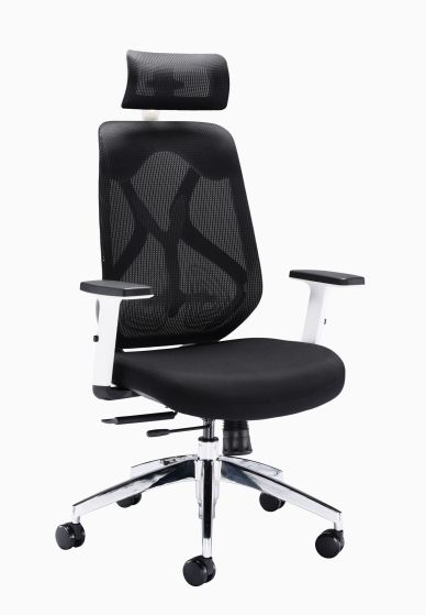 Maldini High Back Mesh Chair White Plastic And Black Mesh  