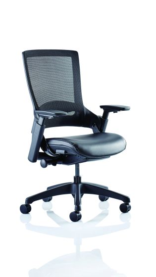 Molet "Task Exec" Black Frame Black Mesh Back Black Leather Seat Chair