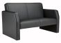 Face Double Leather Seat Sofa - Black 