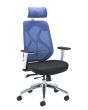 Maldini High Back Blue Mesh Chair Black Upholstered Seat 