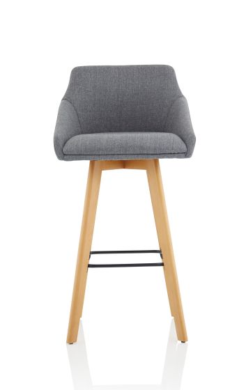 Carmen Grey Fabric Wooden Leg High Stool
