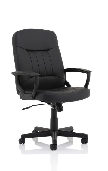 Hague Black Leather Executive Chair With Fixed Arms