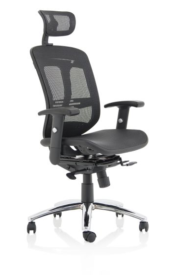 Mirage II Executive Chair Black Mesh With Arms With Headrest