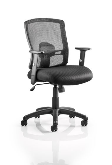 Portland Task Operator Chair Black Mesh With Arms