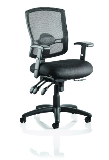 Portland III Task Operator Chair Black Mesh Back With Arms