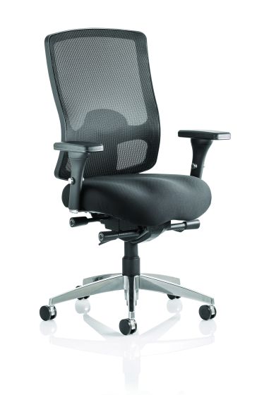 Regent Task Operator Chair Black Fabric Black Mesh Back With Arms