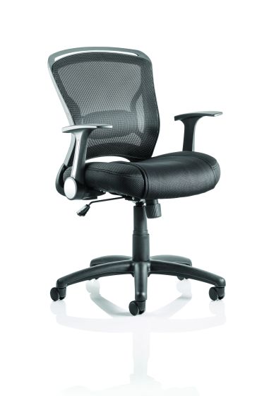 Zeus Task Operator Chair Black Fabric Black Mesh Back With Arms