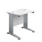 800X600 Cable Managed Upright Rectangular Desk White-Silver 
