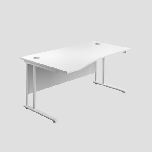 1400X1000 Twin Upright Left Hand Wave Desk White-White