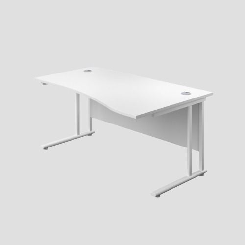 1600X1000 Twin Upright Right Hand Wave Desk White-White