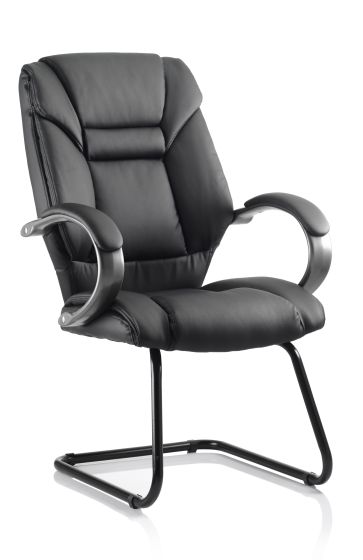 Galloway Cantilever Chair Black Leather With Arms